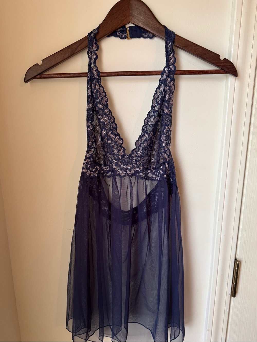 Victoria's Secret Midnight Blue Lace Chemise Lingerie Size Small